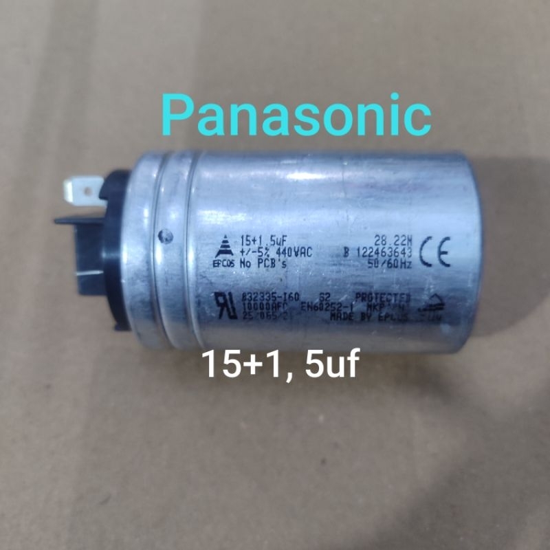Capacito Kapasitor Ac Panasonic 1/2pk 15+1,5uf R32 Original