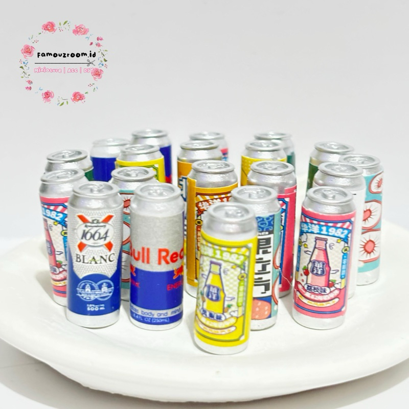 Miniatur Botol Minuman Kaleng - Miniatur Kaleng Minuman Soda - Miniatur Minuman Korea - Dollhouse Mi
