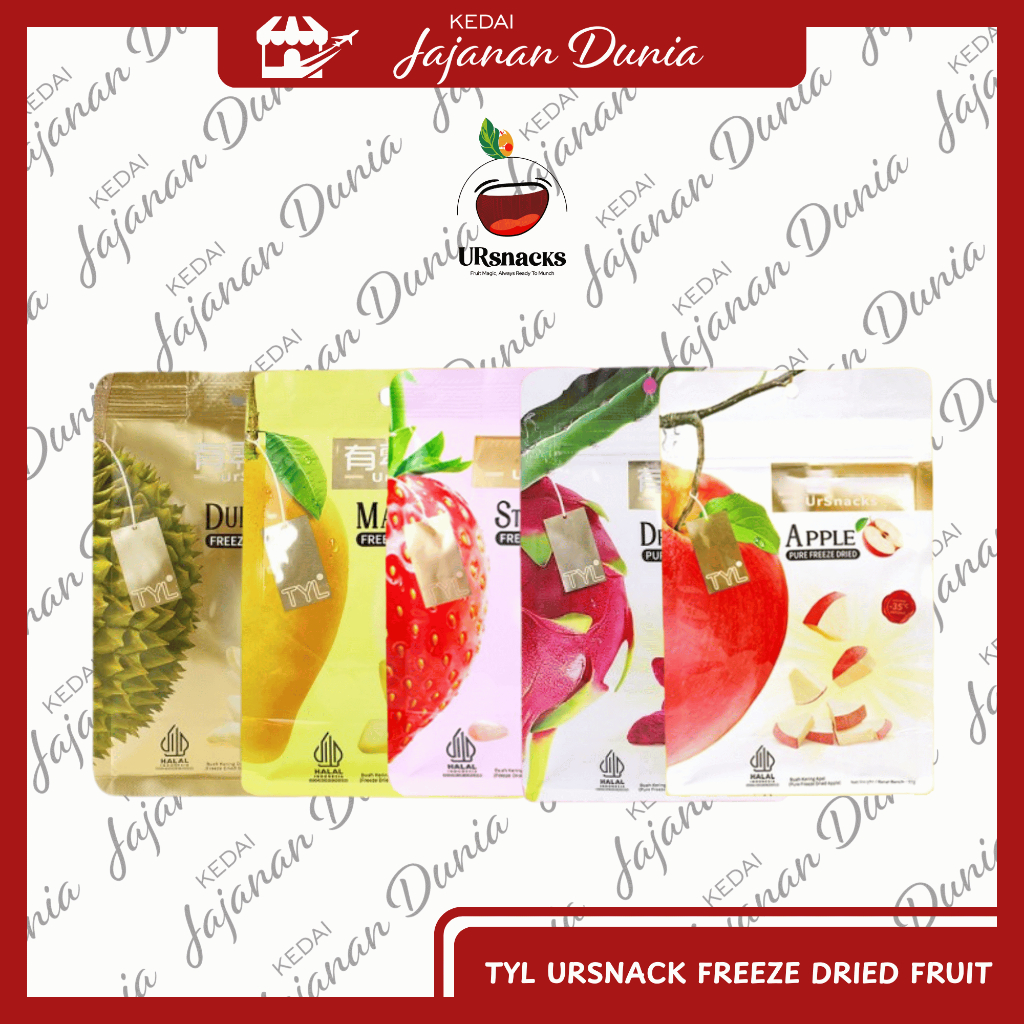 

TYL Ursnacks Freeze Dried Fruit Durian Mangga 32gr | Apple Buah Naga Strawberry 22gr