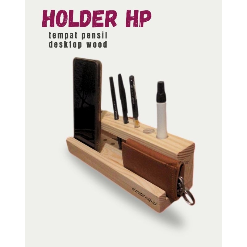 

stand hp wooden organizer tempat pensil JATI BELANDA premium