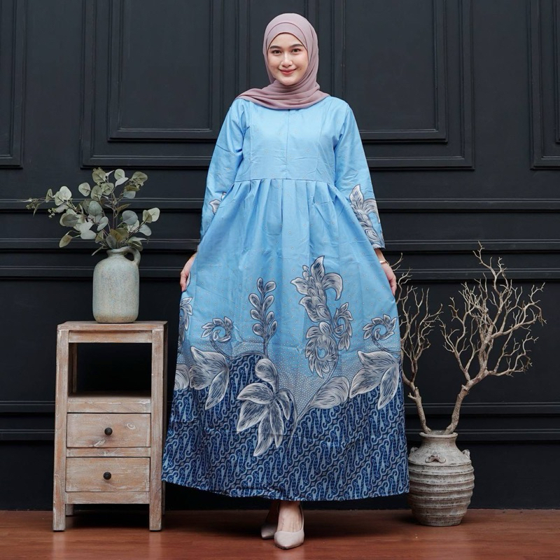 Baju Batik Gamis Wanita Modern Motif Abstrak Gamis Wanita Modern Ukuran Standar Jumbo