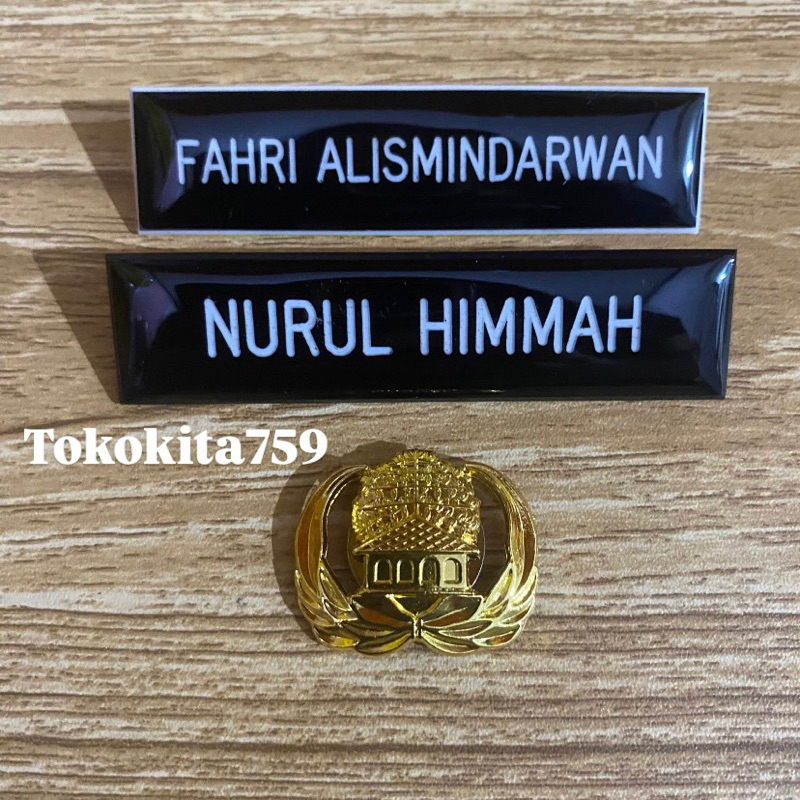 Papan Nama Dada Grafir Lapisan Coating Resin + Pin Korpri Lencana Korpri