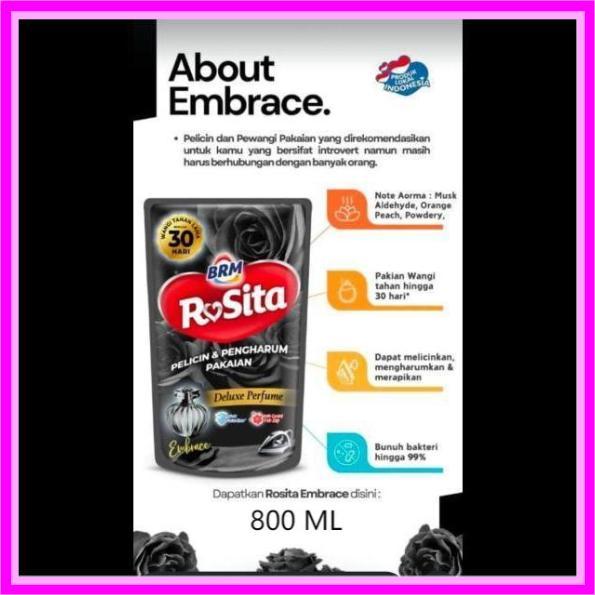 NEW PROMO BRM ROSITA Pewangi Mawar Laundry Pelicin & Pengharum Pakaian Refill 800ml