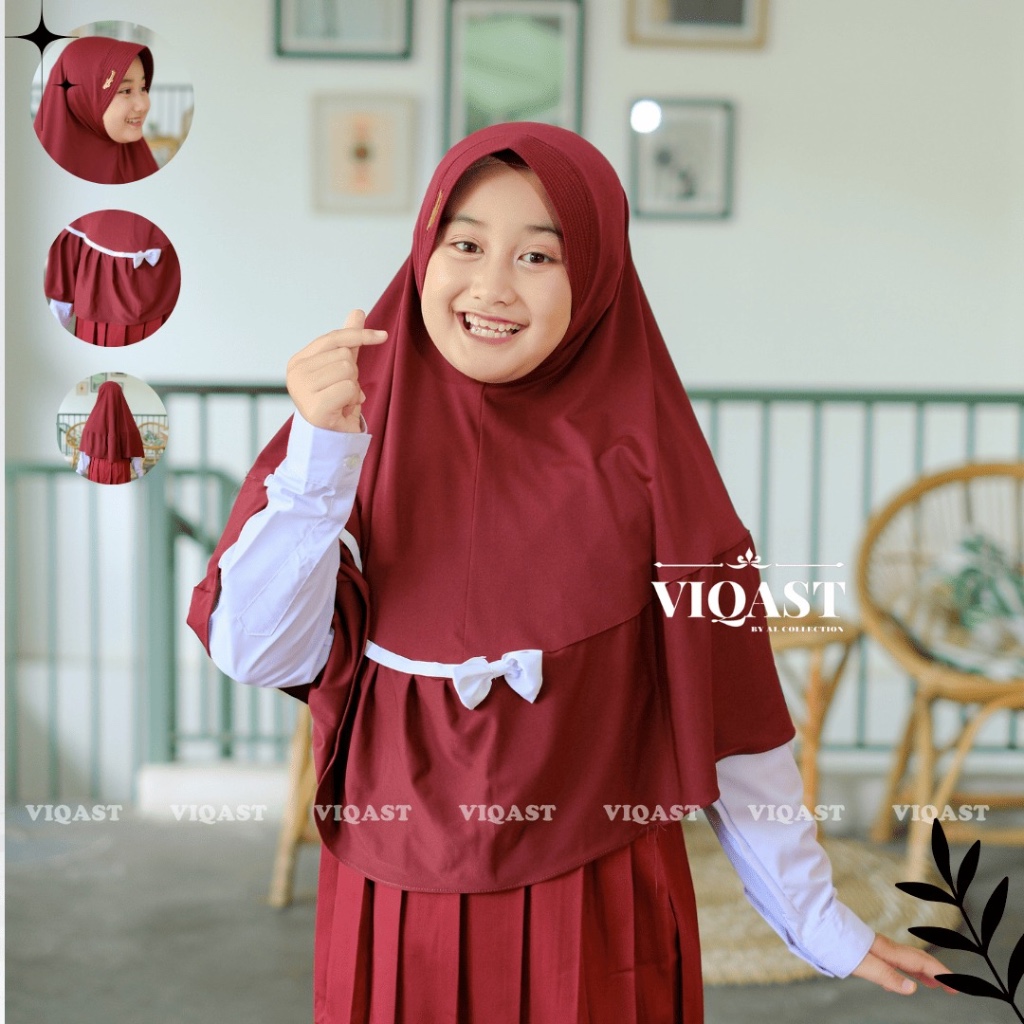 Kerudung Sekolah Anak Pita Rempel ZAHEER 4-13 Tahun Jilbab TK Hijab SD PREMIUM