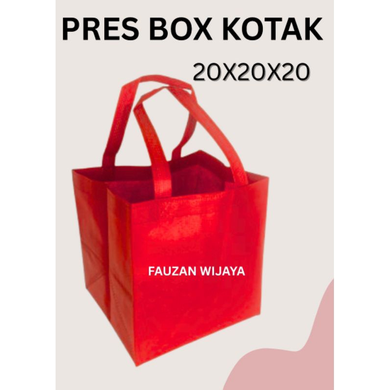 

Goodiebag tas kain spunbond pres box uk 20x20 isi 12pcs