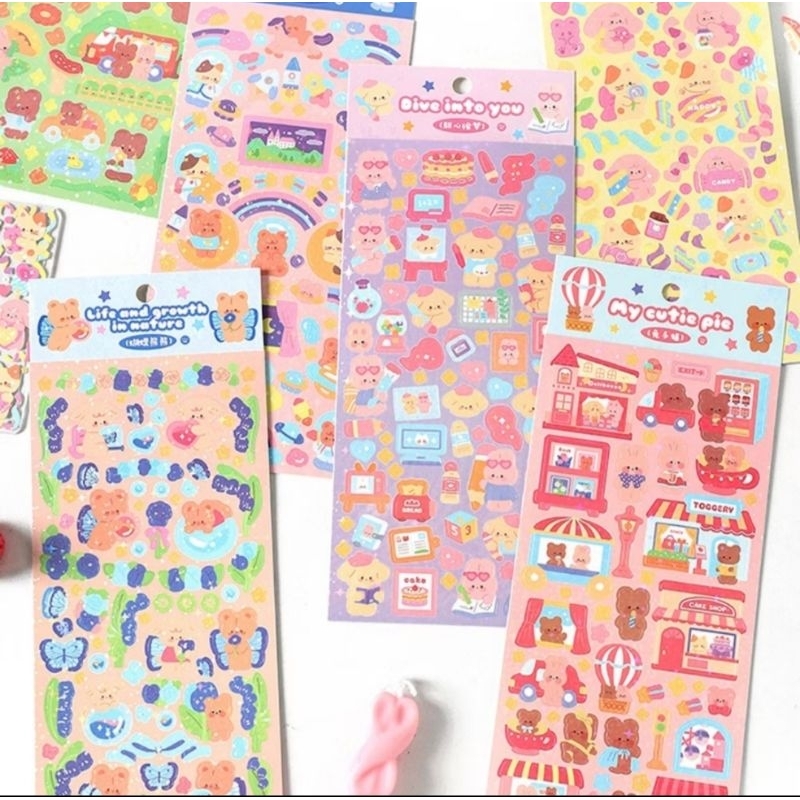 

Sticker Water Proof Kartun Bear Rabbit Hologram Stiker Motif