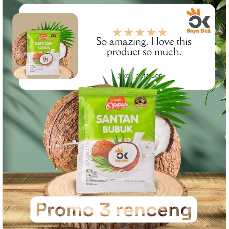 

3 Renceng (30 pcs) Santan Bubuk Serbuk Kelapa Murni 13 Gram Bumbu Dapur Powder