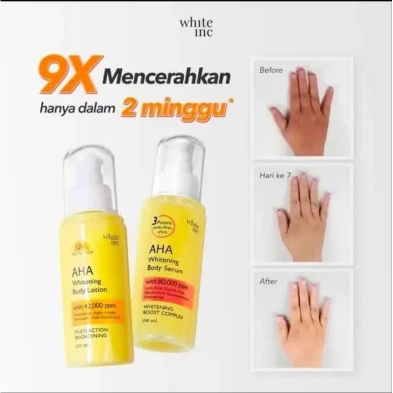 Whitening aha whitening body serum & Aha Whitening Body lotion White inc Original Memutihkan kulit c