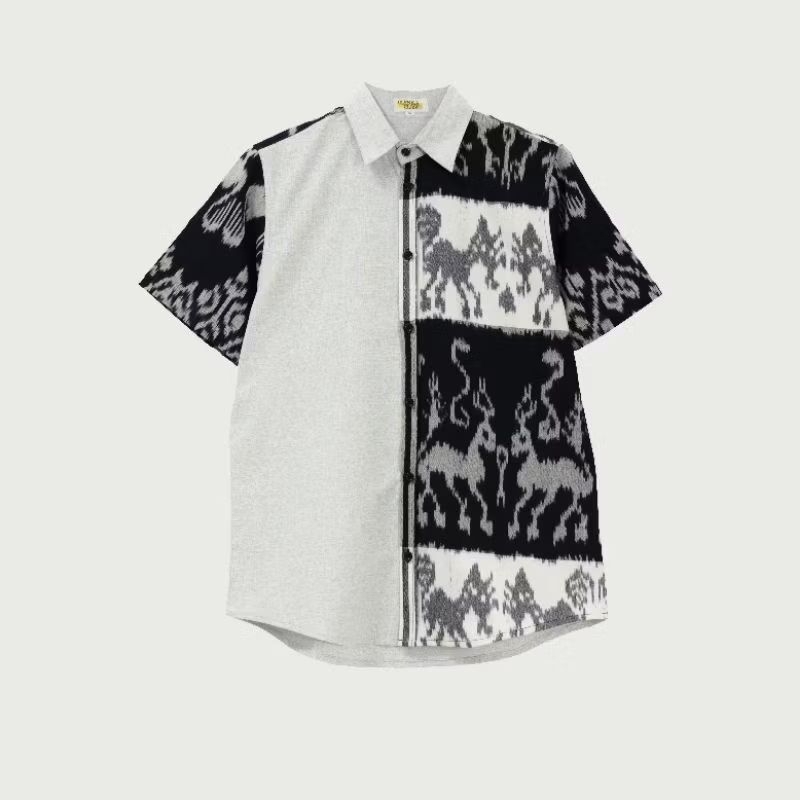 kemeja tenun hitam kemeja pria PREMIUM