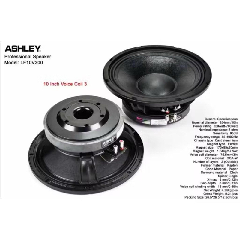 komponen ashley LF10V300/LF10 V300 speaker 10inch / speaker 10inch