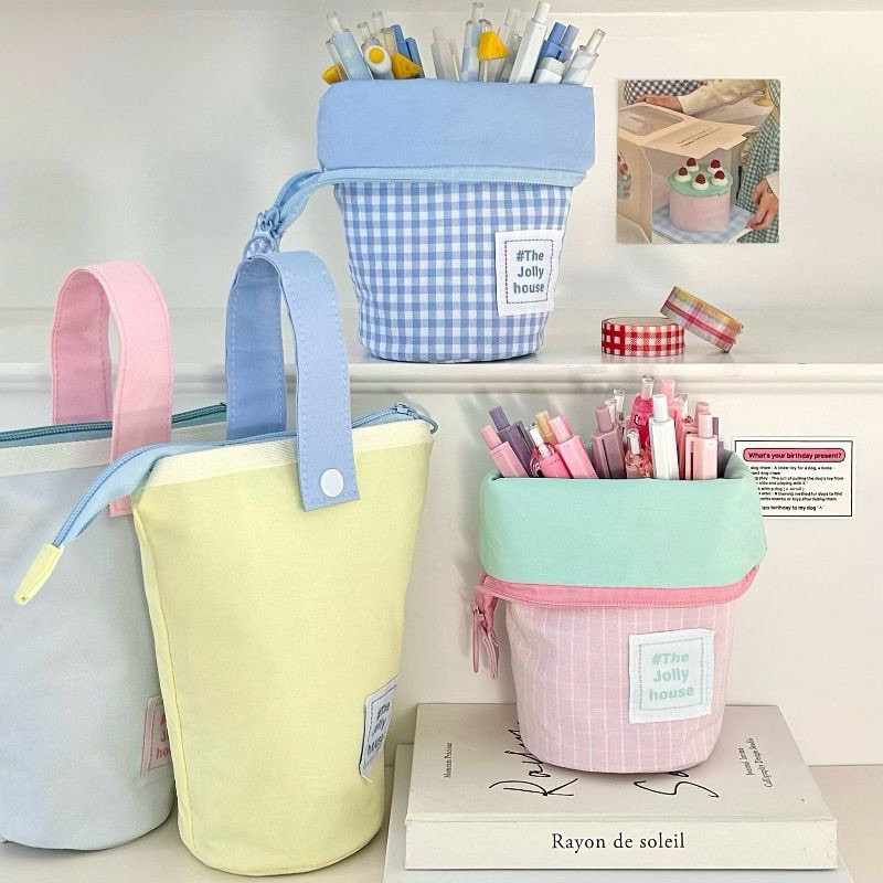 Tempat Pensil Aesthetic Korea / standing pouch / tempat makeup cantik