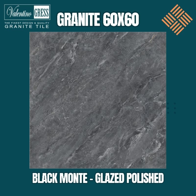 GRANITE 60X60 BLACK MONTE | GLAZED POLISHED