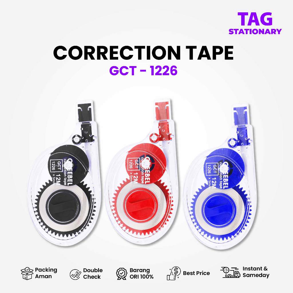 

GREEBEL Correction Tape GCT-1226 / Tip Ex Kertas Roll Pita Koreksi Pulpen / Timur Agung Grosir