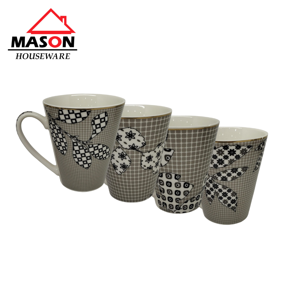MASON MUG COFFEE KERAMIK / GELAS KERAMIK KERAMIK MOTIVE LEAF