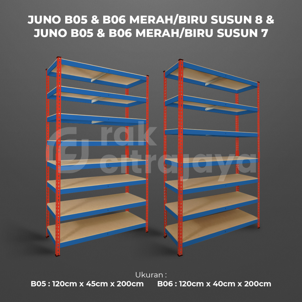 BOLTLESS RAK BESI GUDANG SIKU LUBANG SERBAGUNA TIDAK PERLU BAUT HEAVY DUTY | TIANG MERAH - SHELVING 
