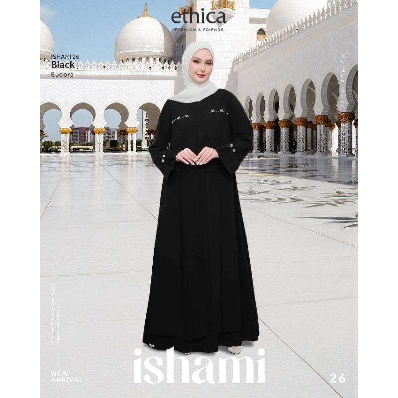 ISHAMI 26 GAMIS HAJI DAN UMROH GAMIS HITAM TERBARU ETHICA SIMPLE ELEGAN MEWAH