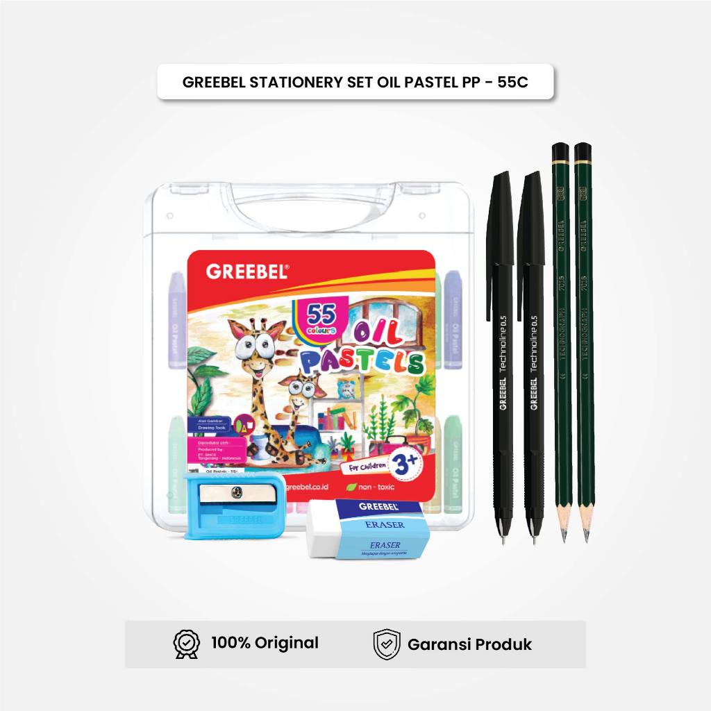 

Crayon Greebel 55 Warna Stationery Set / Krayon Oil Pastel Bundling Pensil Set / Kids Oil Pastel