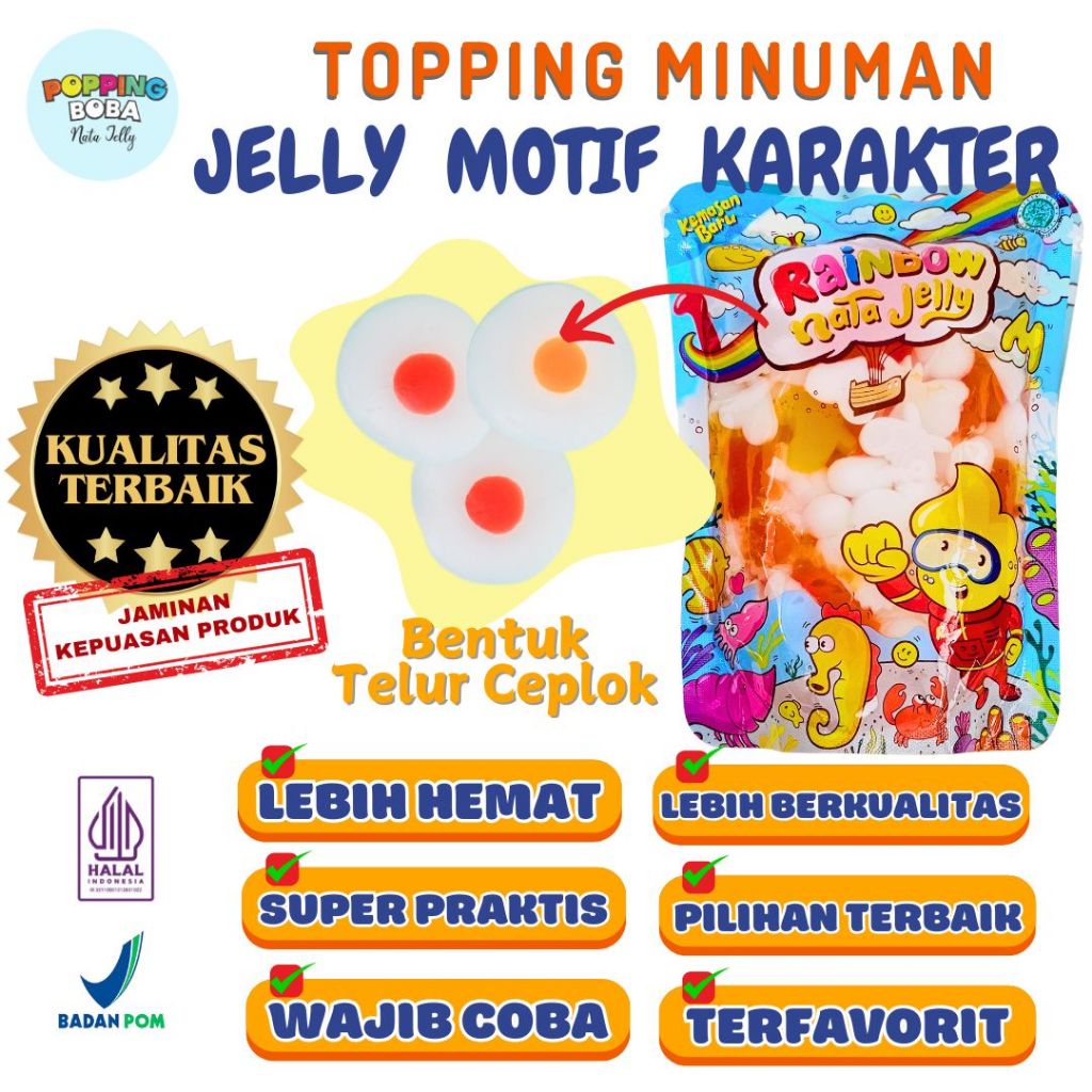 

Jelly Motif Karakter Topping Minuman - Jelly Bentuk Telur Ceplok Cocok Untuk Semua Minuman | Popping Boba Meletus Pecah Dimulut Nata Jelly