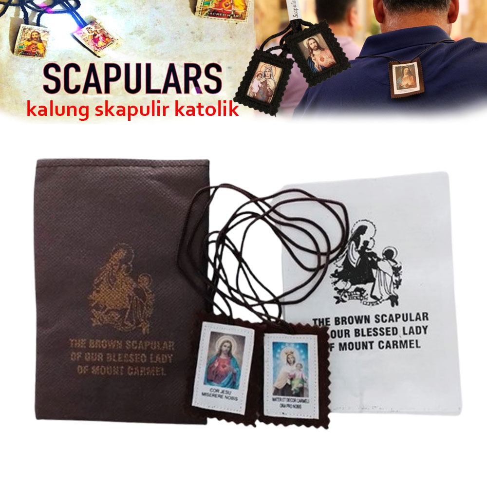 KALUNG SKAPULIR COKLAT GUNUNG KARMEL / ROSARIO SKAPULIR COKLAT / SKAPULIR KATOLIK / ROSARIO TALI SKA