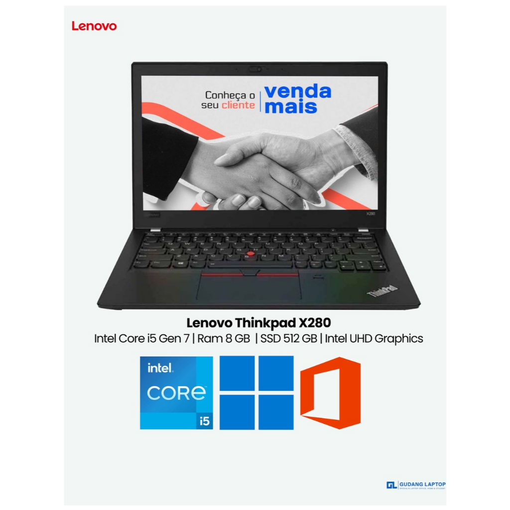 Laptop Lenovo Thinkpad X280 Core i5 Gen 7 Ram 8 GB SSD 1 TB Layar 12 inch