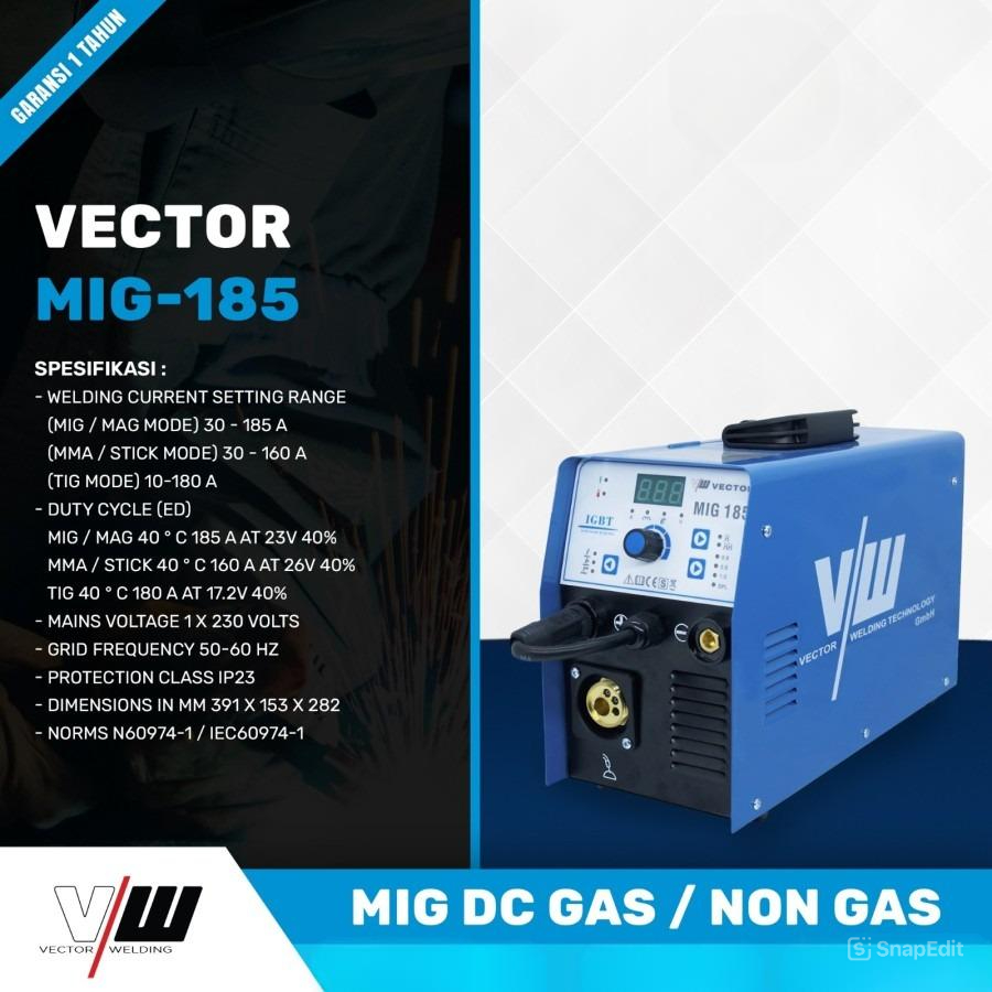 Vector Mig-185 Gasless DC Mig Welding Machine Mesin Las MIG Non Gas