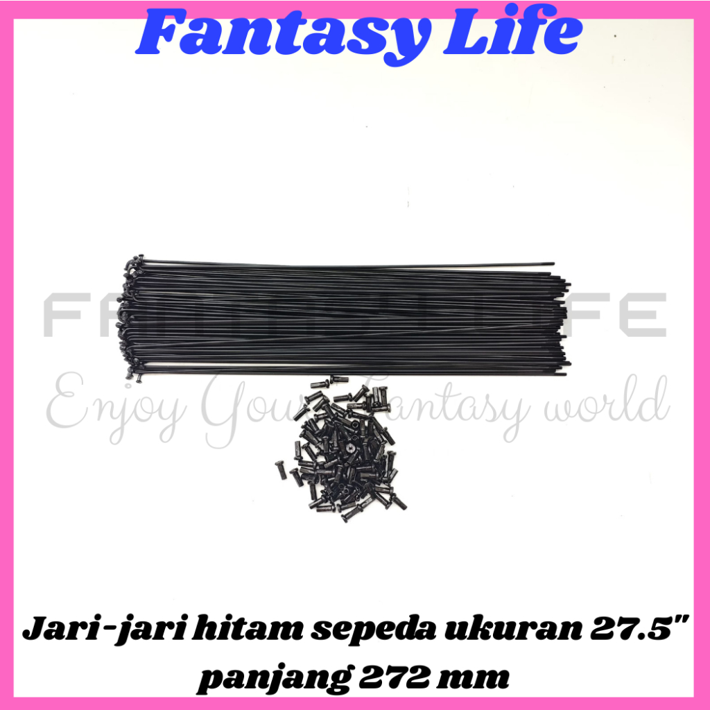Fantasy Jari jari sepeda 27.5 warna HITAM spoke harga untuk @36 PCS panjang 272 mm sepeda MTB