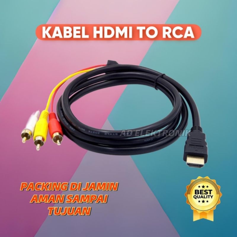 KABEL HDTV TO RCA 1.5 METER HIGH QUALITY STB FREE BOX /kabel hdmi to rca high quality kabel hdmi rca