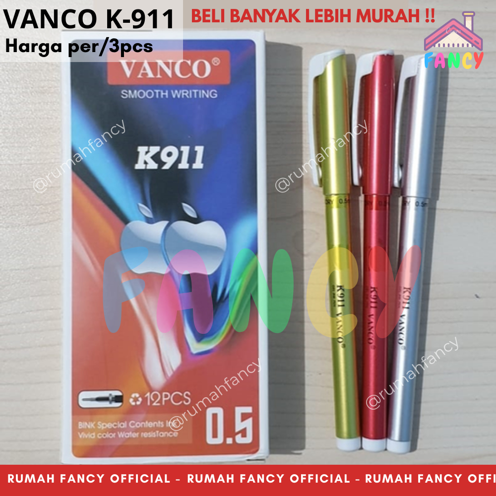 

[1 SET / 3 PCS] BOLPEN VANCO K-911 BODY APEL CHROME METALIK TINTA HITAM PREMIUM / PULPEN BUKA TUTUP