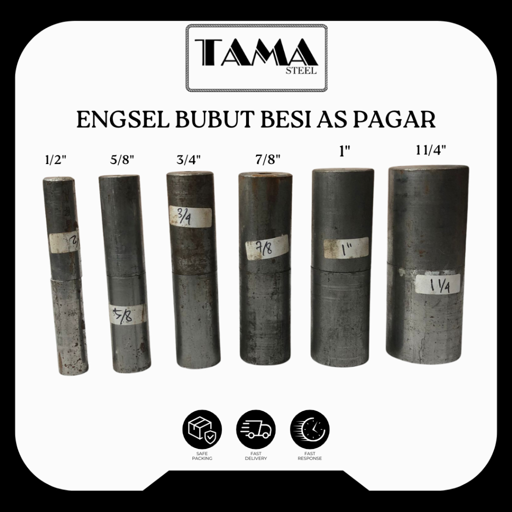 ENGSEL BUBUT BESI AS PAGAR 1/2", 5/8", 3/4", 7/8", 1", 1 1/4" | Engsel Besi Engsel Pagar