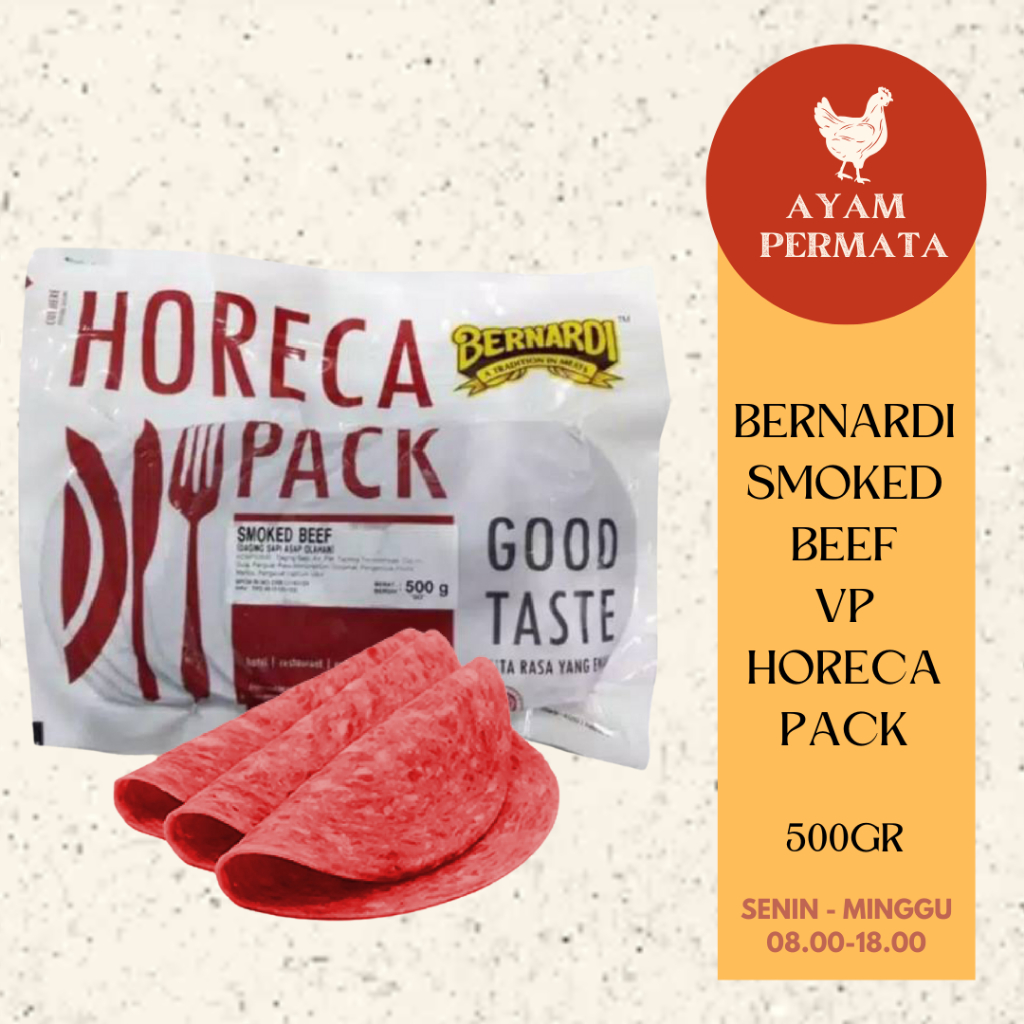 

Smoked Beef Bernardi Horeca VP / Daging Asap Horeka Value Pack 500gr - Ayam Permata