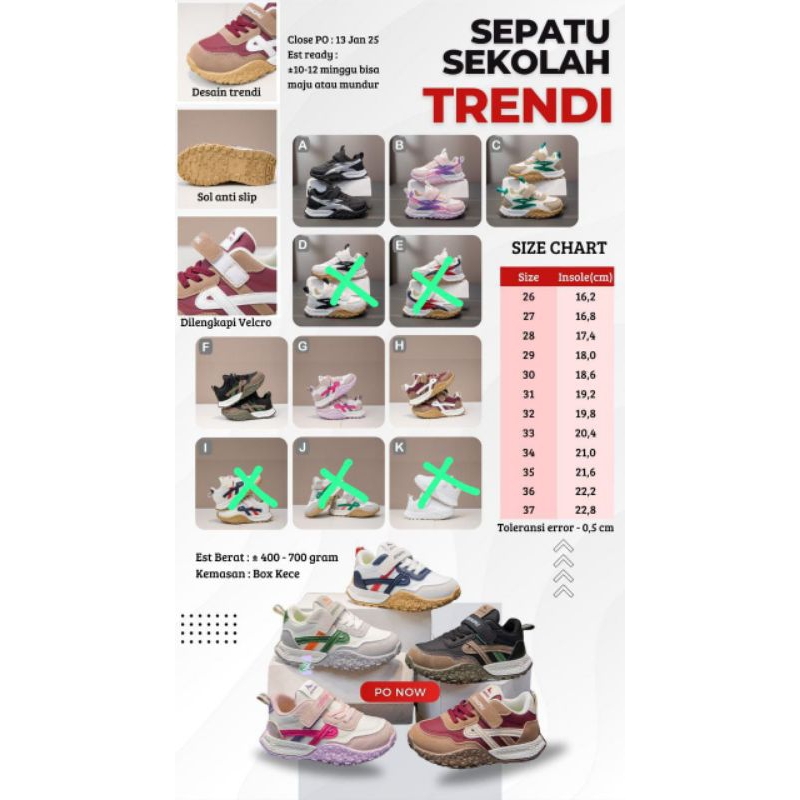sepatu trendi impor | sepatu anak sekolah | sepatu anak keren
