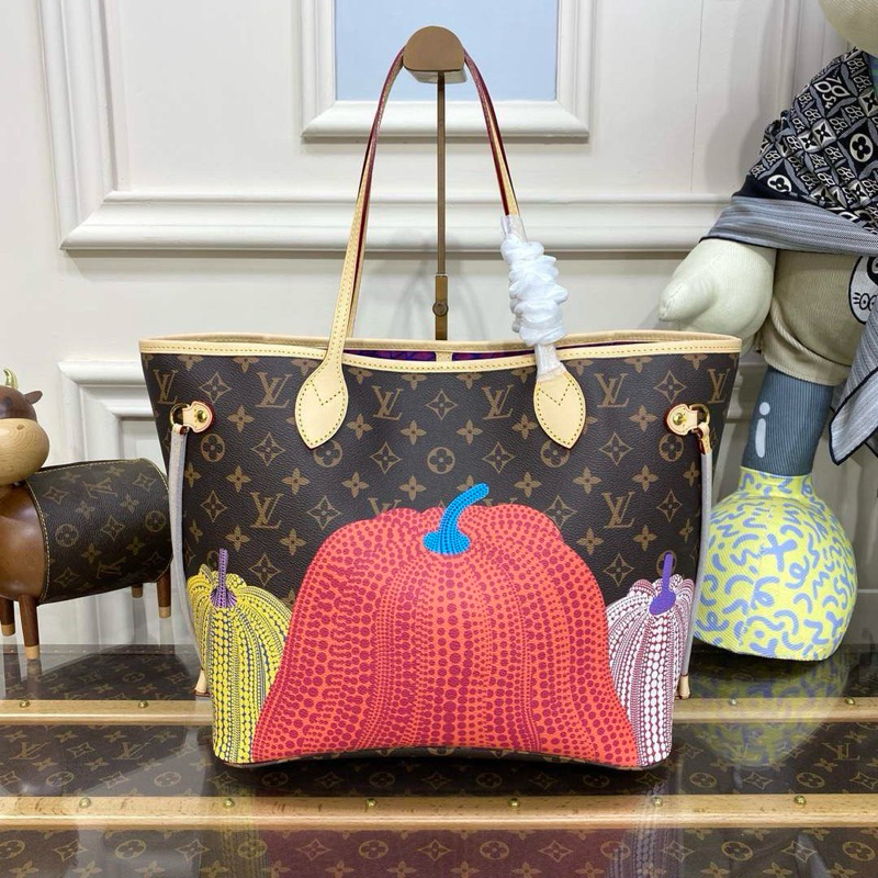 With rec/bill LV x YK Neverfull MM Bag with Pumpkin Print Original
