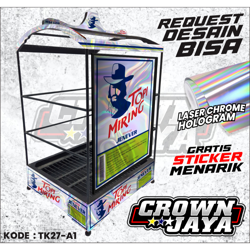 DECAL STIKER SANGKAR KOTAK KENARI VARIASI HOLOGRAM GLOSSY STIKER DECAL SANGKAR TEBOK KOTAK - TK