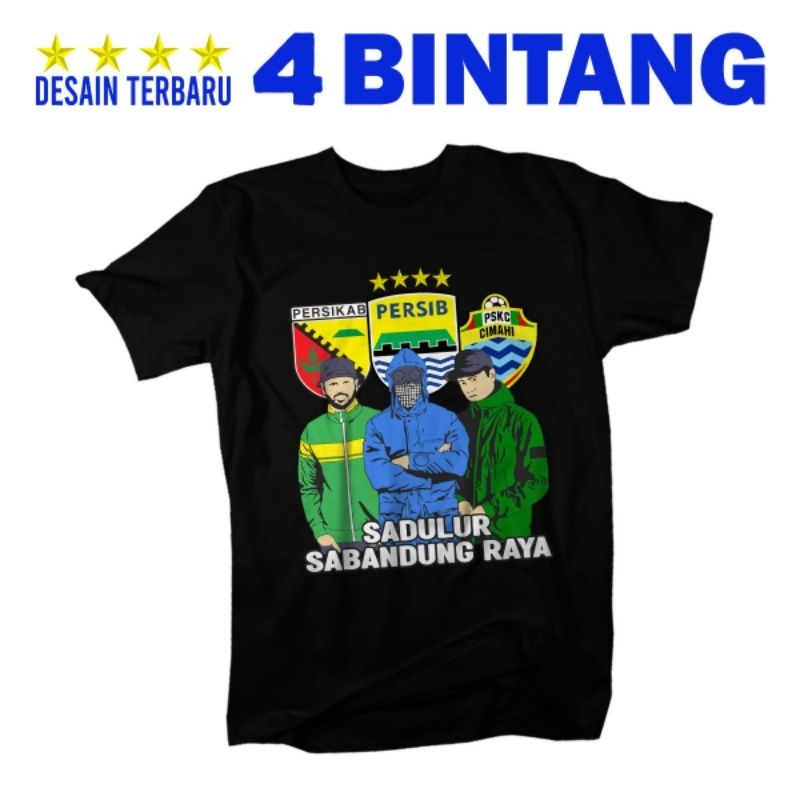 Kaos Distro Sadulur Sabandung Raya Persikab Persib PSKC Cimahi Katun Combed Hitam Lengan Pendek