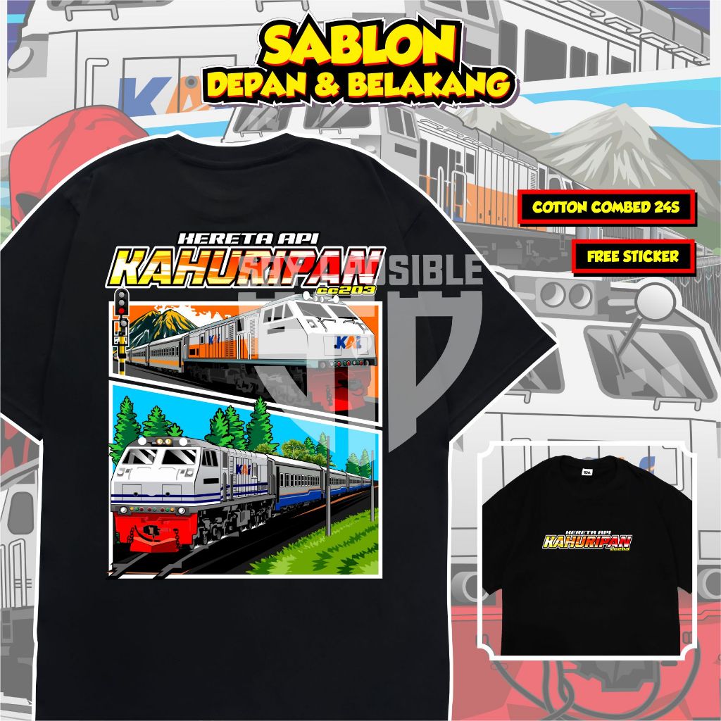 ( FREE STIKER ) KAOS KERETA API ANAK KAHURIPAN RAILFANS  KERETA INDONESIA BAJU KERETA API ANAK