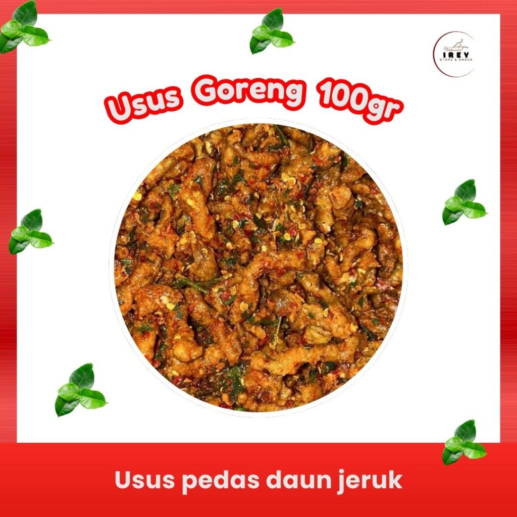 

IREY- Keripik Usus Ayam Crispy Pedas Daun Jeruk 100GR IKripik Usus Viral
