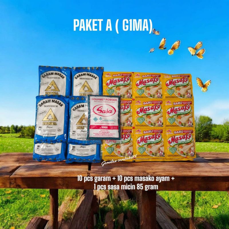 

PAKET 16 RIBUAN HEMAT 10 PCS GARAM 100 GRAM + 10 PCS MASAKO / ROYCO + 1 PCS SASA MICIN 85 GRAM / GARAM / GAREM / BUMBU DAPUR
