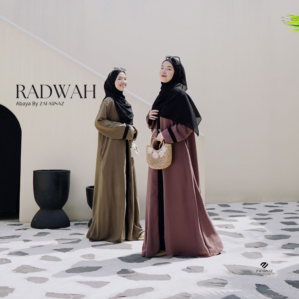 Zafarnaz | Radwah Series | Abaya Wanita Muslim Mewah Simple Syari Remaja Dress Hitam