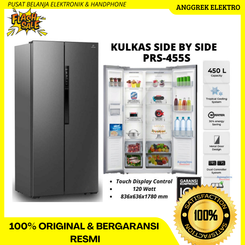 KULKAS POLYTRON PRS 455S INVERTER SIDEBYSIDE 450LITER GARANSI RESMI