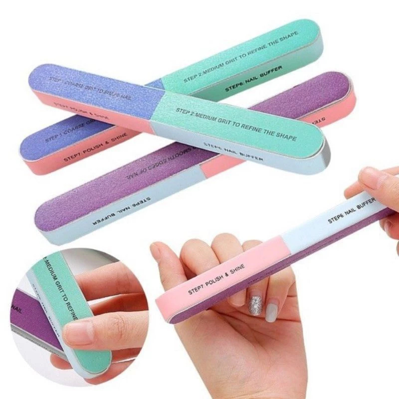 Kikir Kuku Mengkilap 7 Steps Alat Penghalus Kuku Amplas untuk Manicure dan Pedicure