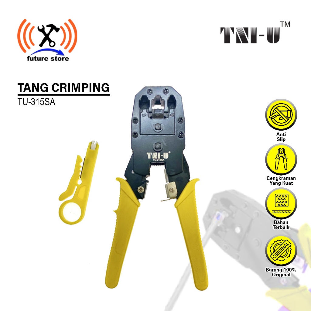 TNI-U TU-315SA TANG CRIMPING  (YELLOW) ORIGINAL - TANG JEPIT RJ45 RJ11 RJ12 - PENJEPIT KABEL LAN RJ4