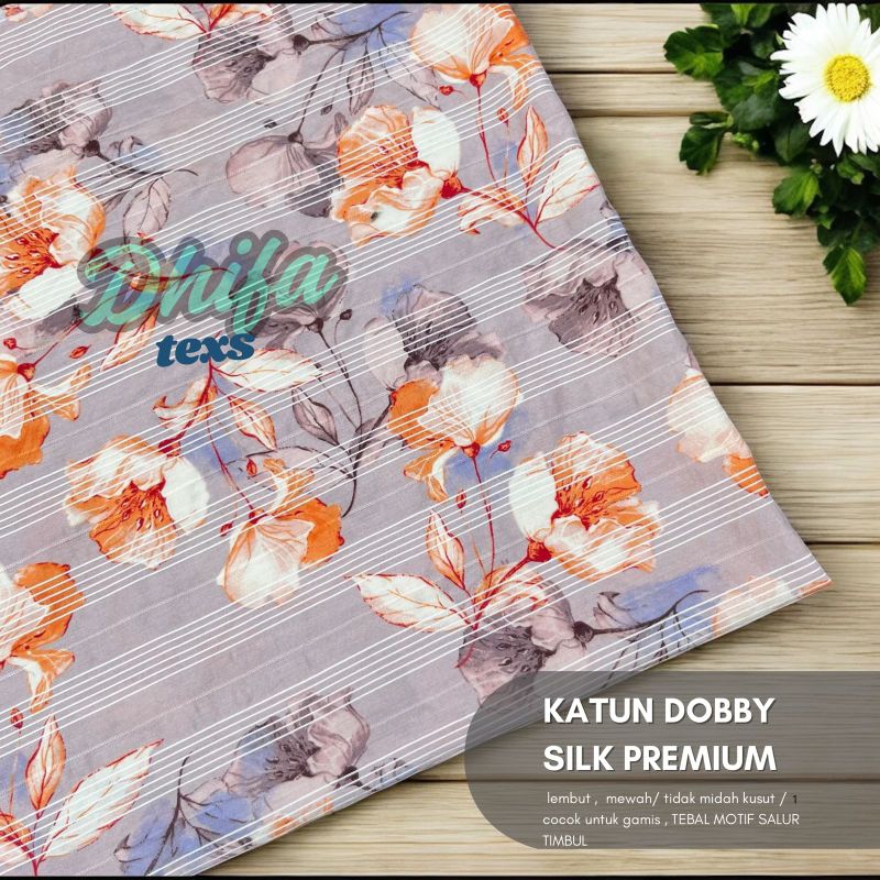 kain katun motif bunga / kain katun silky dobby premium motif bunga / kain gamis motif