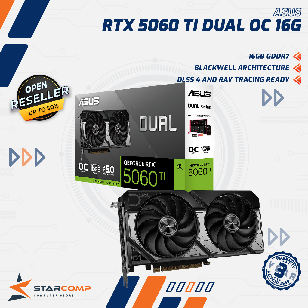 ASUS GeForce DUAL RTX 5060 TI 16GB GDDR7 VGA RTX 5060TI