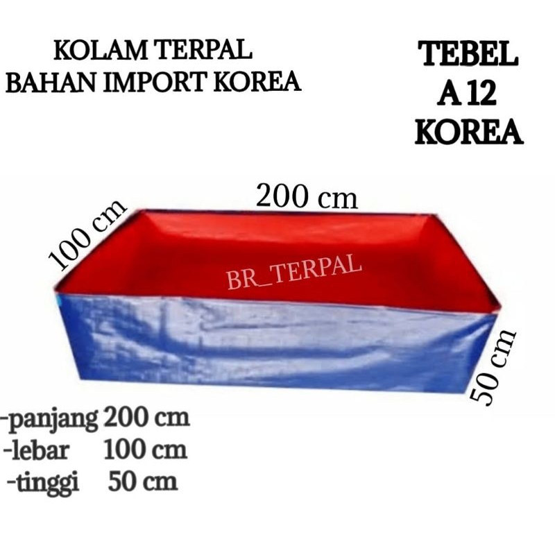 terpal kolam ikan A12  200x100x50 terpal tebal korea