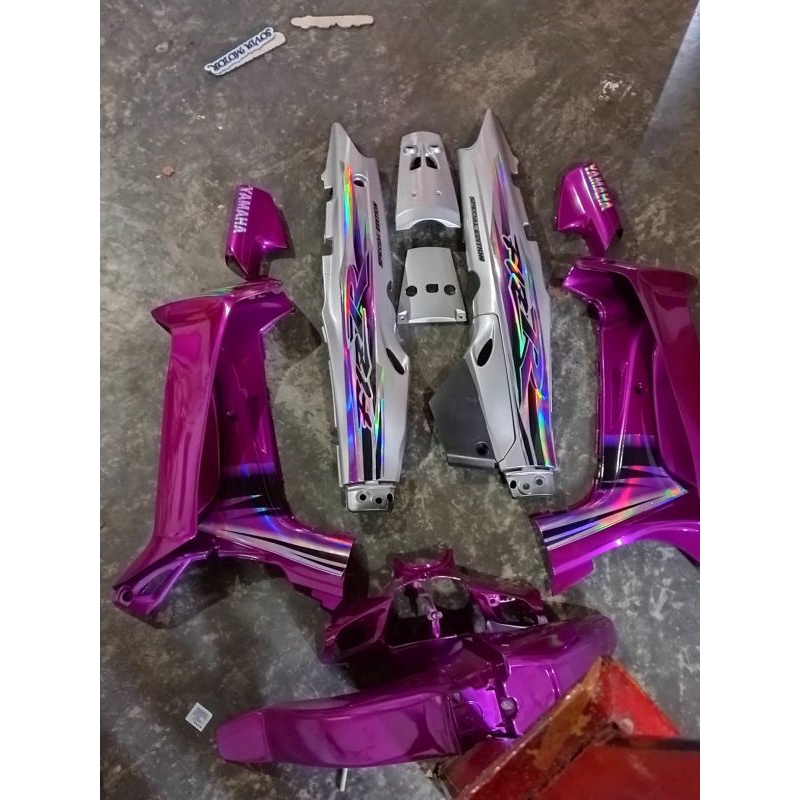bodi set fizr hologram custom warna ungu magenta silver, body set halus