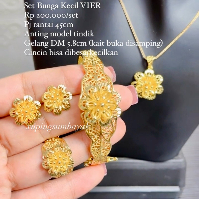 set kendari bunga kecil vier11. set perhiasan wanita titanium rodhium tembaga  xuping lapismas