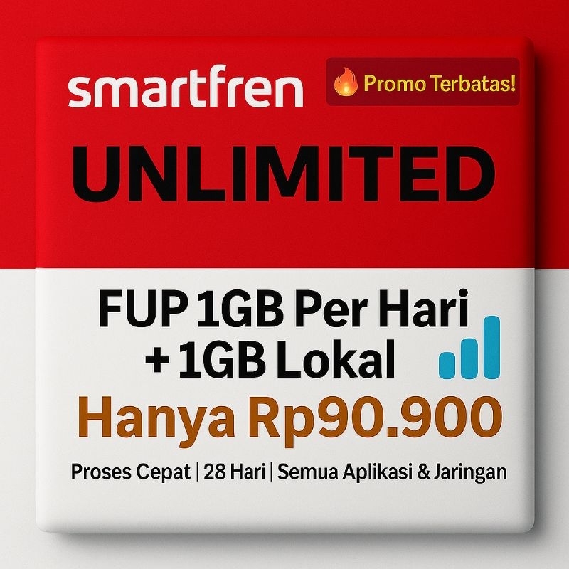 Kuota Smartfren | Paket Data Smartfren Unlimited Smartfren 28 Hari 1GB + 1GB Lokal per Hari Cuma 90 