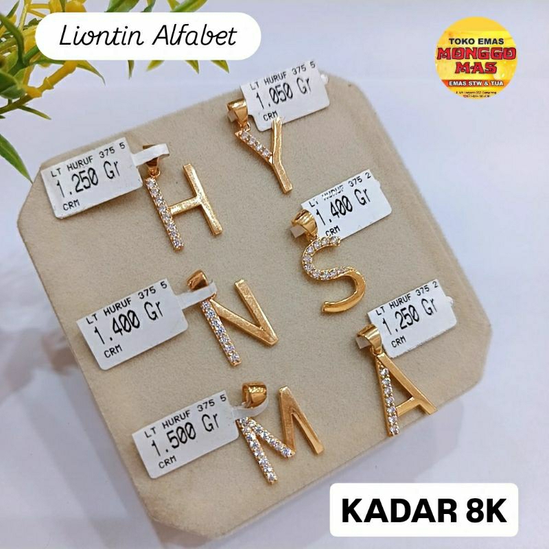 liontin Huruf Asli - Liontin Emas Kadar 375 - Toko Emas - Toko Mas asli - Perhiasan Emas