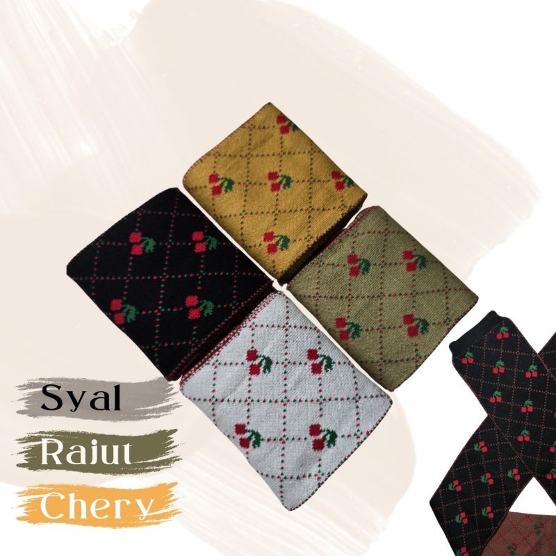 Wow Syal Leher Lembut / Selendang / Penghangat Leher / Syal Rajut Motif Chery