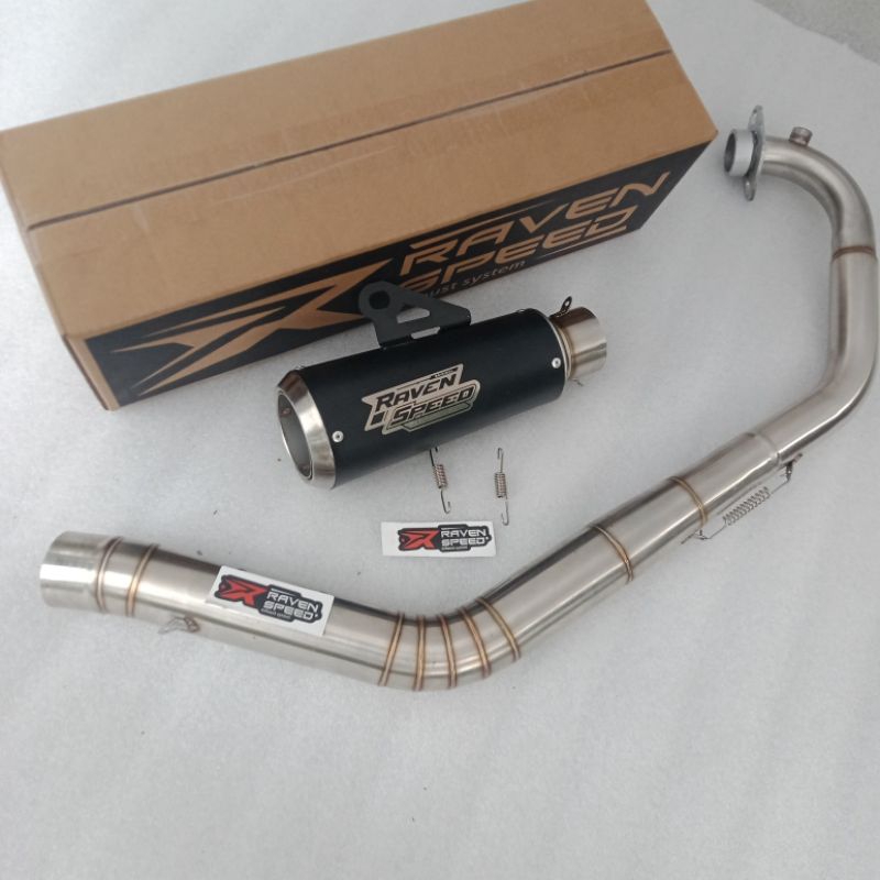 Knalpot Raven speed short gp1 black doff buat motor sonic 150 Satria fu karbu/fi Mx king Mx 135 new/